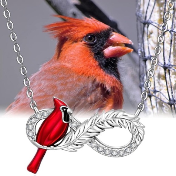 18k Infinity Cardinal Diamond Necklace Angel Feather Messenger from Heaven - Picture 3 of 10